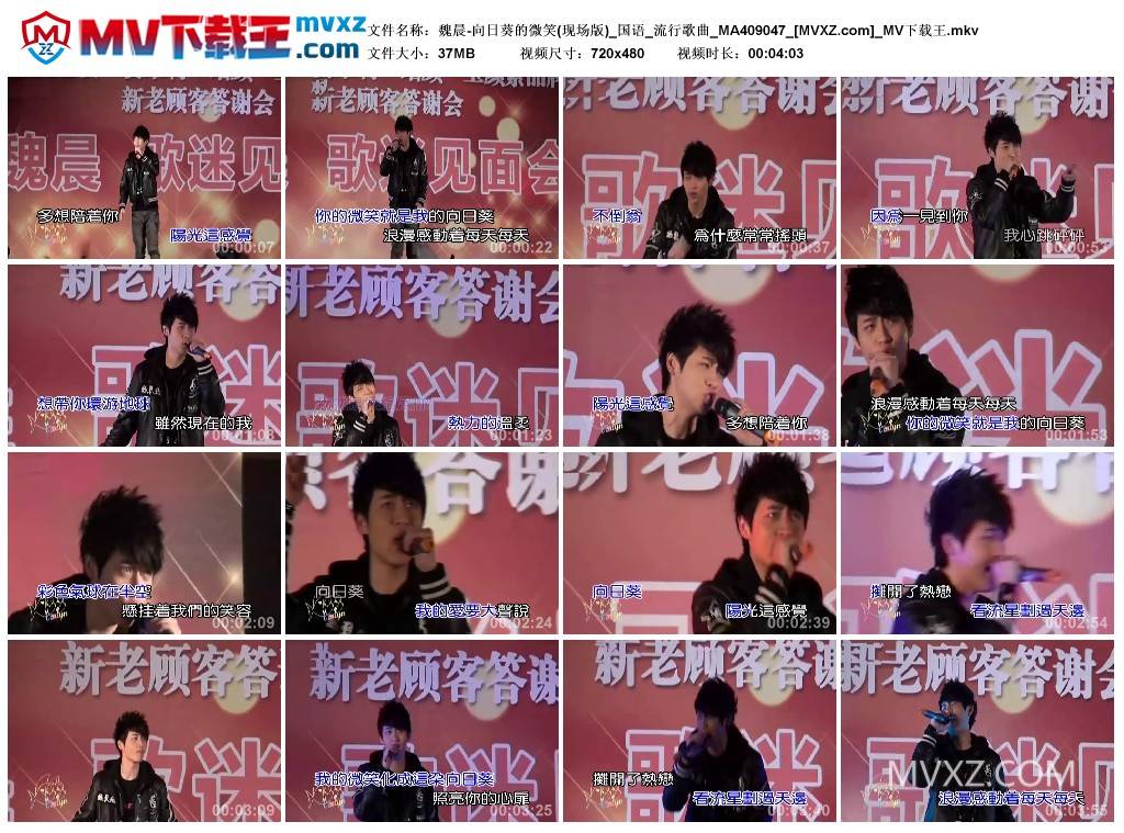 魏晨-向日葵的微笑(现场版)_国语_流行歌曲_MA409047